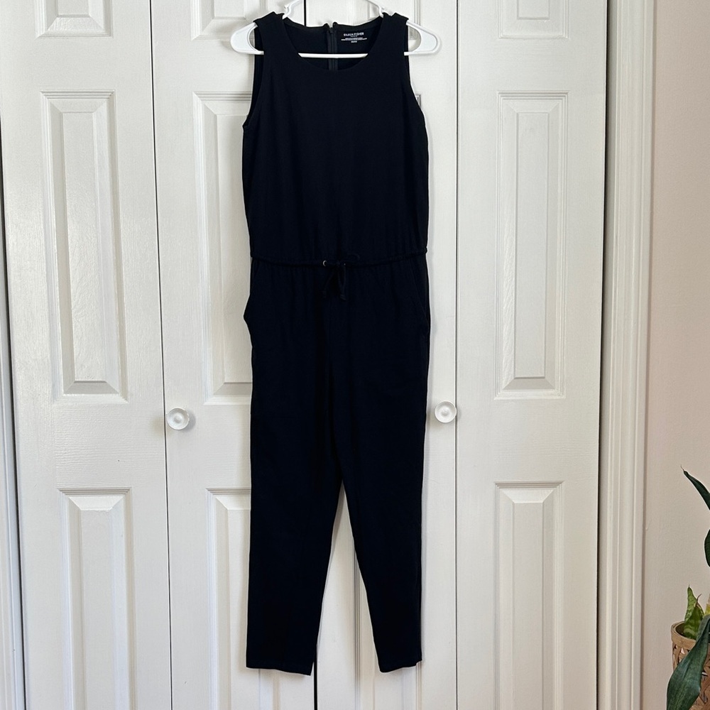 Eileen Fisher Sleeveless Drawstring Waist Jumpsuit Black Petite PP - Picture 3 of 12